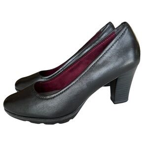 Tamaris‎ Black High Heel Pumps Leather Rubber Sole Touch It Insole EU 36 US 6
